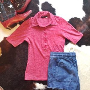 Urban Oufitters Red Button Up Polo